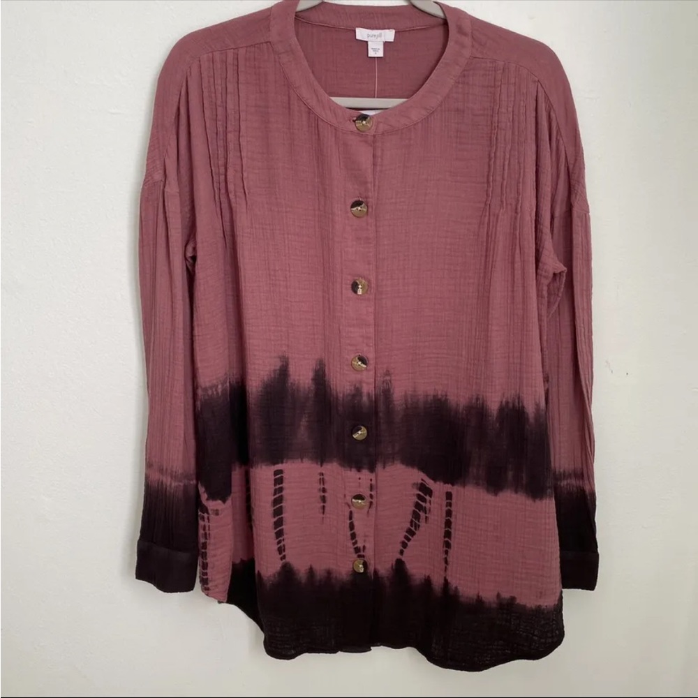 NWT J. Jill Pure Jill Cotton Gauze Button Down Rose Taupe Blouse SZ Small